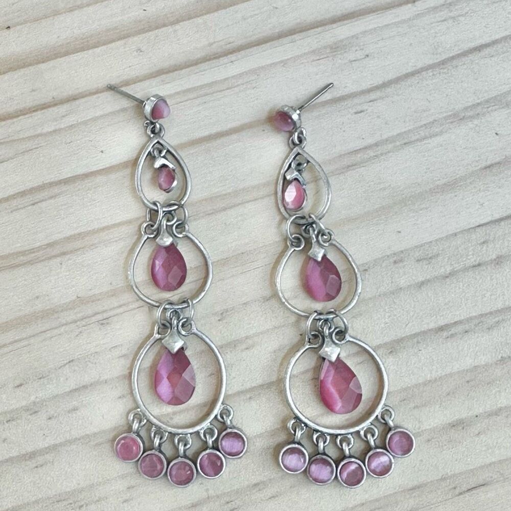 Statement Pink Teardrop Dangle Earrings